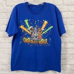 Hersheys Chocolate World Blue Short Sleeve Graphic Tee Men L PreOwned